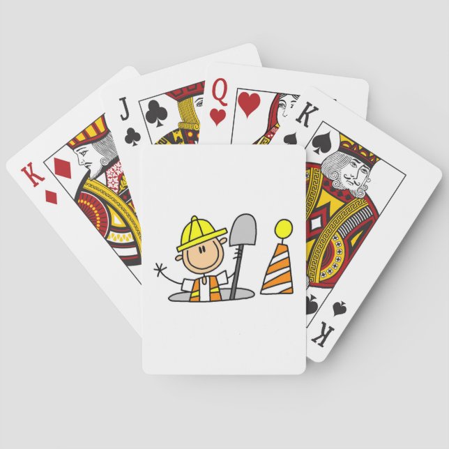 Construction Worker in Manhole T-shirts and Gifts Playing Cards (Back)