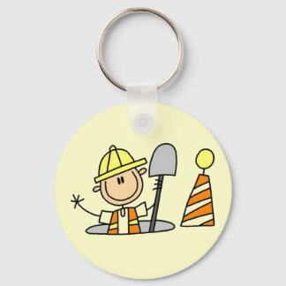 Construction Worker in Manhole Tshirts and Gifts Key Ring