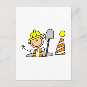 Construction Worker in Manhole Tshirts and Gifts Postcard