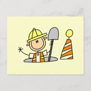 Construction Worker in Manhole Tshirts and Gifts Postcard
