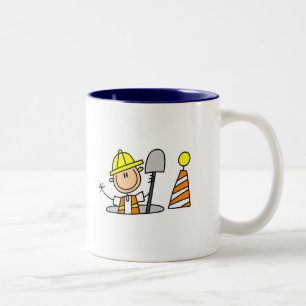 Construction Worker in Manhole Two-Tone Coffee Mug
