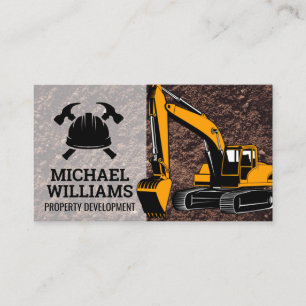 Construction Worker Logo   Earth Mover Vehicle Business Card