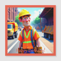 Construction Worker Magnetic Card