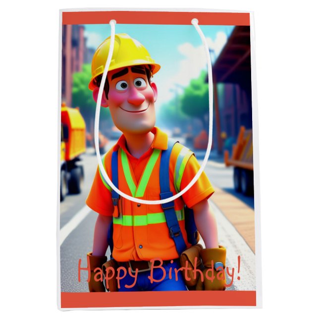 Construction Worker Medium Gift Bag (Front)
