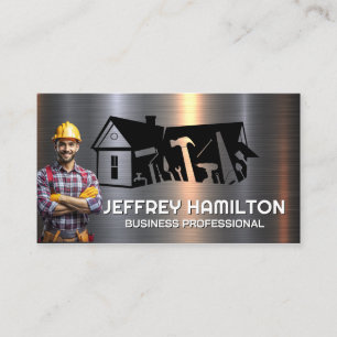 Construction Worker Metal Carpentry Tools Business Card