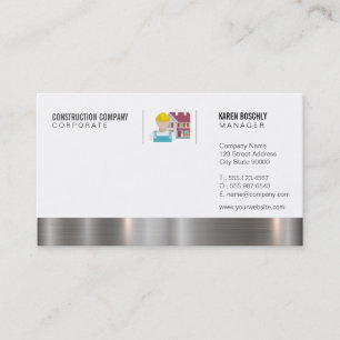 Construction Worker Metallic Trim Business Card