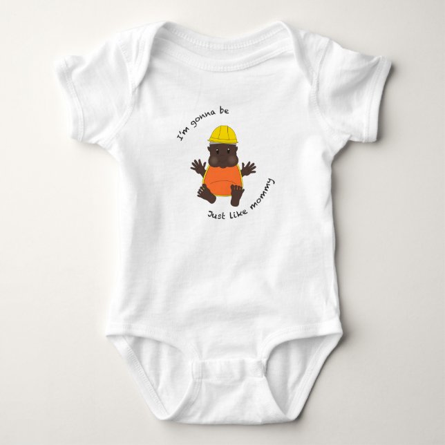 Construction worker mummy baby bodysuit (Front)