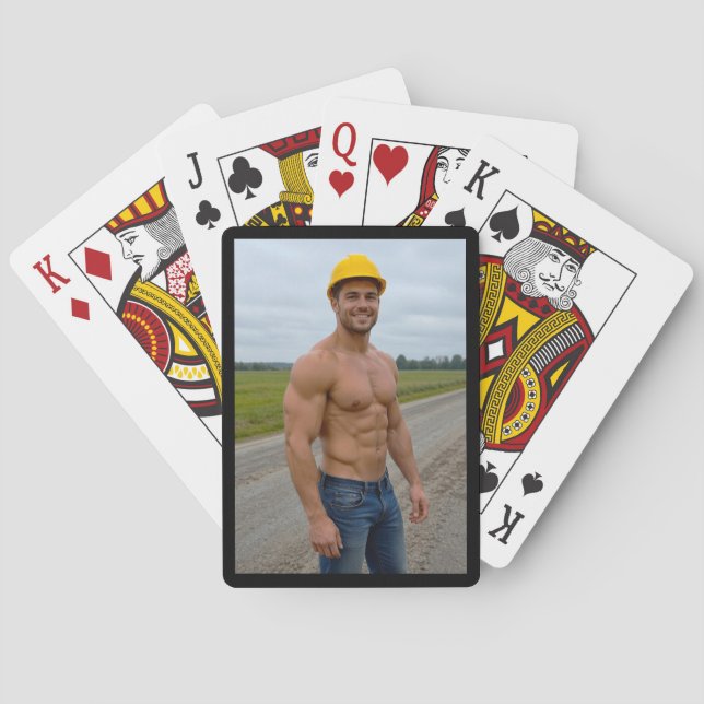 Construction Worker No. 1, Muscular Men Series, Playing Cards (Back)