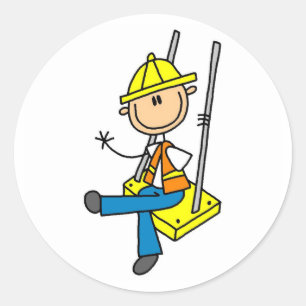 Construction Worker on High Rise Stickers