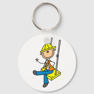 Construction Worker on High Rise Tshirts and Gifts Key Ring