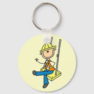 Construction Worker on High Rise Tshirts and Gifts Key Ring