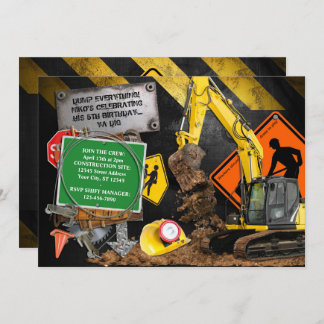 Construction Worker Party Invitation