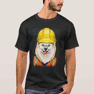 Construction Worker Pomeranian Laborer Animal Pet  T-Shirt