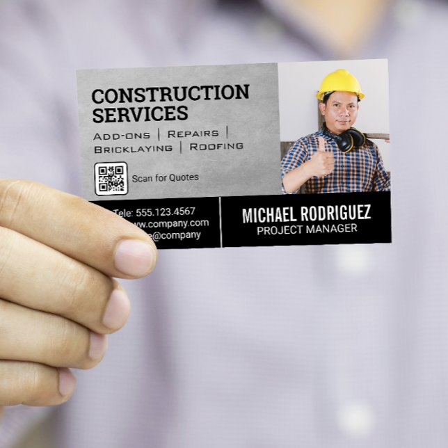 Construction Worker | QR code template  Business Card (Creator Uploaded)