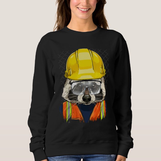 Construction Worker Raccoon Laborer Animal Raccoon Sweatshirt (Front)