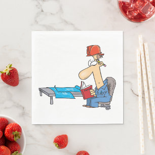 Construction Worker Reading Manual Napkin