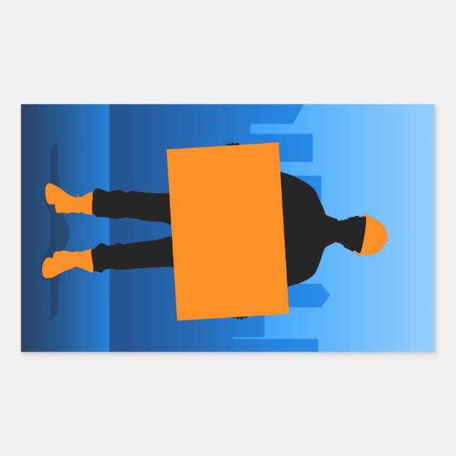 Construction Worker Rectangular Sticker (Front)