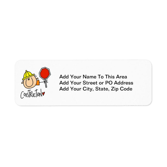 Construction Worker Return Address Label (Front)