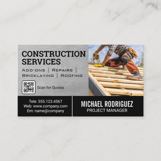 Construction Worker Roof Repair Business Card (Front)