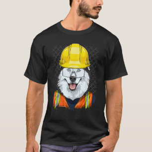 Construction Worker Siberian Husky Laborer Dog Hus T-Shirt