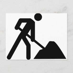 construction worker sign postcard