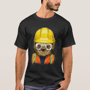 Construction Worker Sloth Laborer Lazy Animal Slot T-Shirt