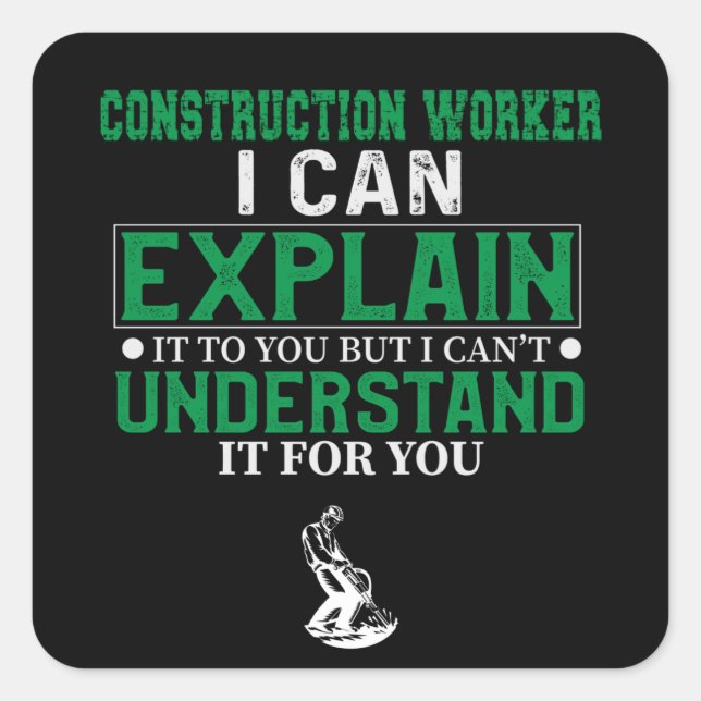 Construction Worker Square Sticker (Front)