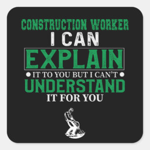 Construction Worker Square Sticker
