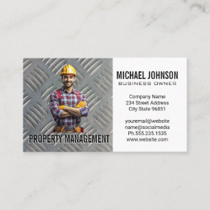 Construction Worker   Steel Plate Pattern Business Card