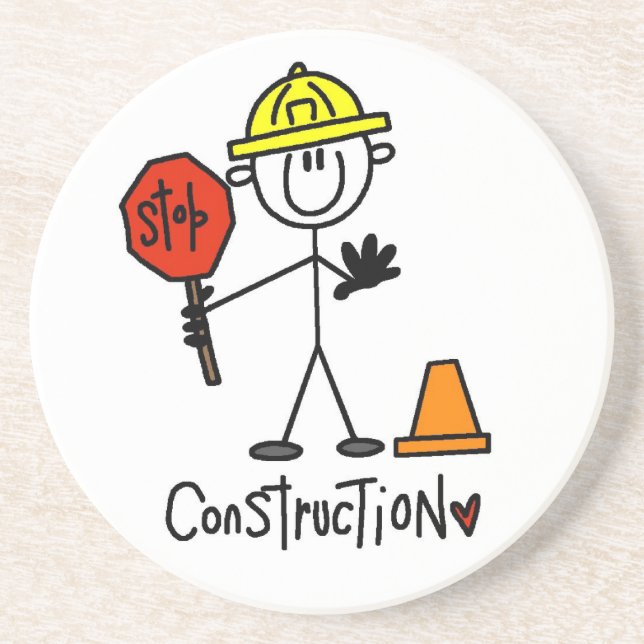 Construction Worker Stick Figure Coaster (Front)