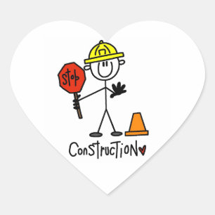 Construction Worker Stick Figure Heart Sticker