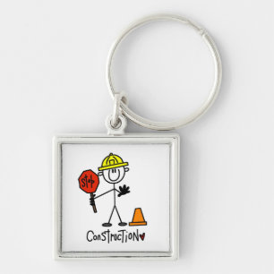 Construction Worker Stick Figure Key Ring