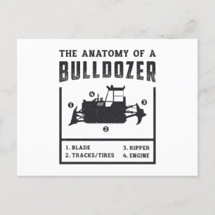 Construction Worker The Anatomy Of A Bulldozer Postcard