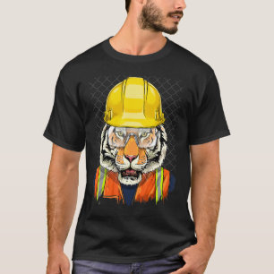 Construction Worker Tiger Laborer Wild Animal Tige T-Shirt