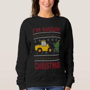 Construction Worker Ugly Christmas Bulldozer Sweatshirt