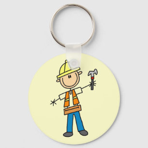 Construction Worker with Hammer Key Ring