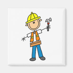 Construction Worker with Hammer Magnet