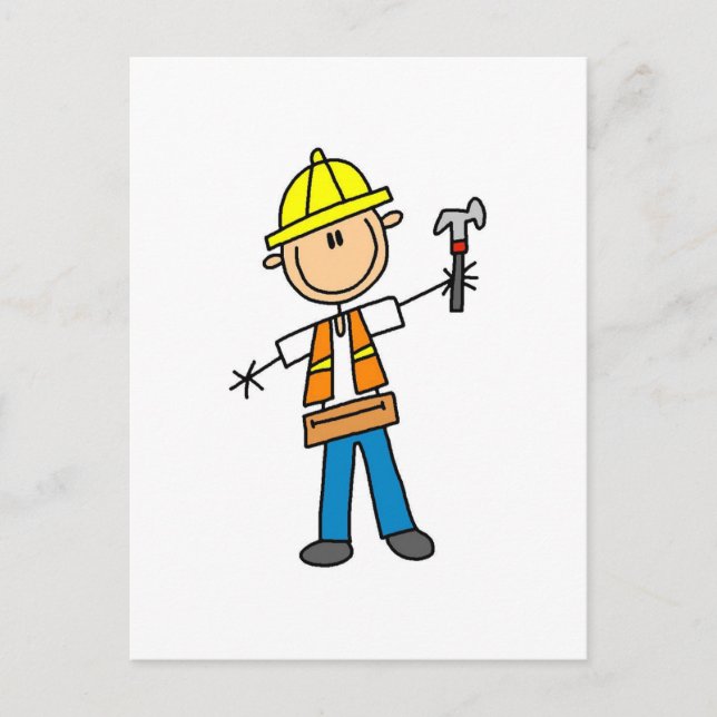 Construction Worker with Hammer Postcard (Front)