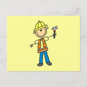 Construction Worker with Hammer Postcard