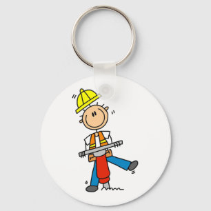 Construction Worker With Jack Hammer Gifts Key Ring