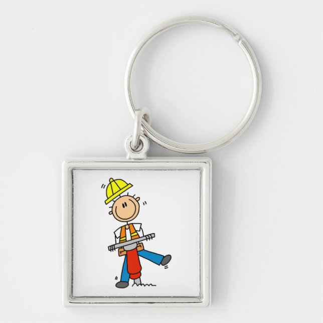 Construction  Worker With Jack Hammer Gifts Key Ring (Front)