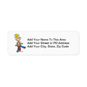 Construction Worker With Jack Hammer Gifts Return Address Label