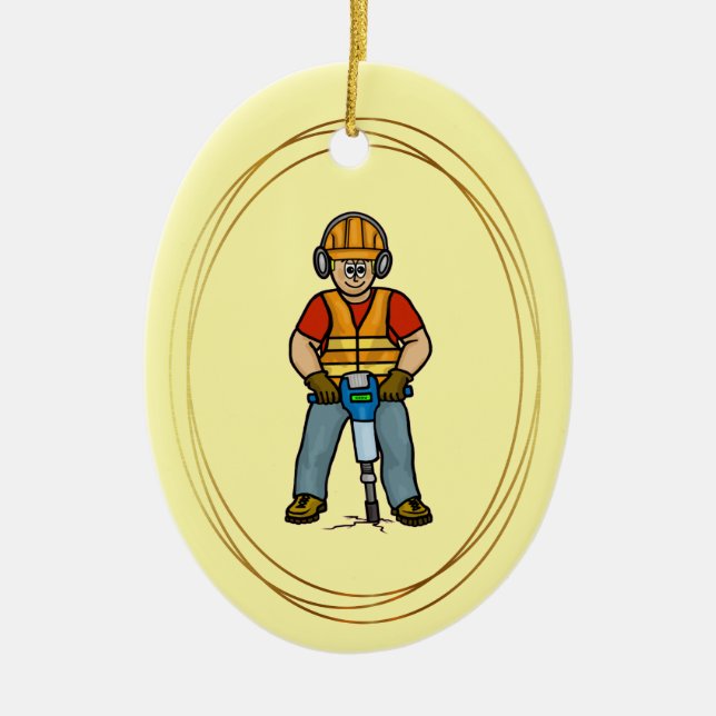 Construction Worker With Jackhammer Ornament (Front)