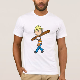 Construction Worker with Lumber T-Shirt