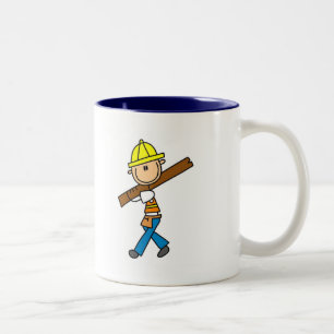 Construction Worker with Lumber Two-Tone Coffee Mug