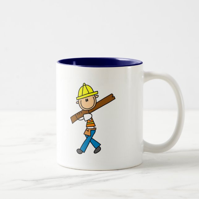 Construction Worker with Lumber Two-Tone Coffee Mug (Right)