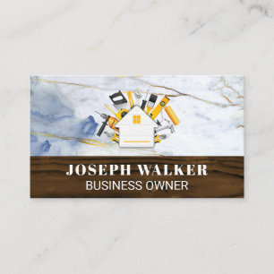 Construction Worker Wood Board Tools Business Card