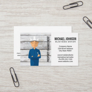 Construction Worker   Wood Business Card