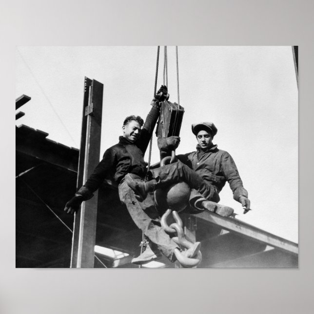 Construction Workers Building Skyscraper Poster (Front)