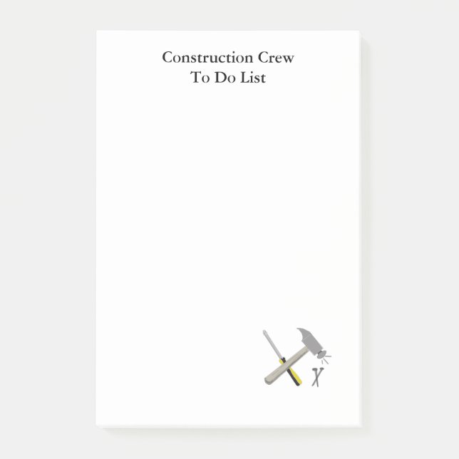 Construction Worker's To Do List Post-it Notes (Front)